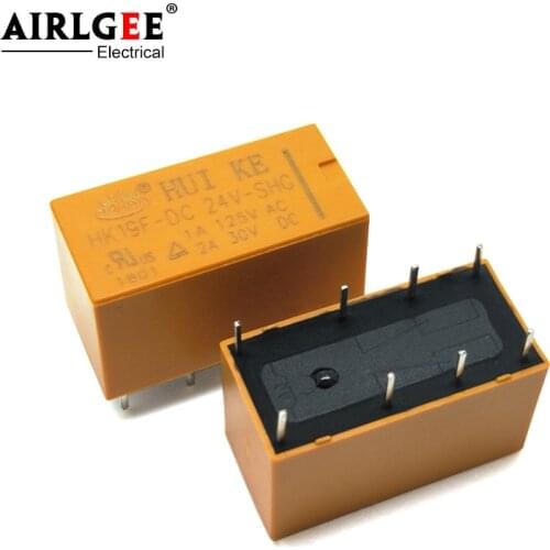 5 Pcs HK19F-DC24V-SHG Coil Volt DC24V PCB Type Electronic Power Relay