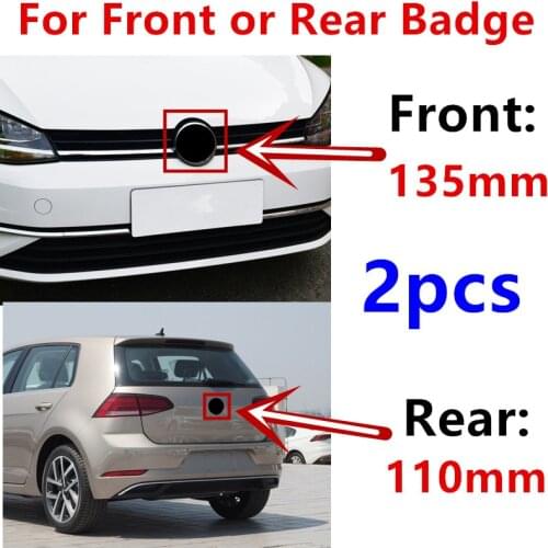 2pcs 135mm 110mm Front Grill Badge Rear Trunk Lid Emblem Car Logo for Golf 6 MK6 2009 2010 2011 2012 Glossy Black Carbon fiber