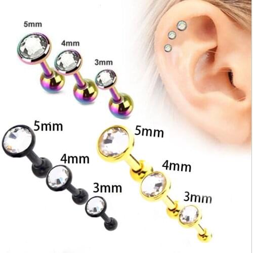 Fanpeijy Gold And Silver Color Cz Cartilage Stud Flat Helix Piercing Tragus Stud Conch Earring Daith Body Piercing Barbell