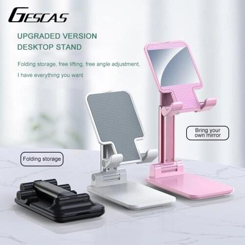 GESCAS Desktop Mobile Phone Holder Stand For IOS Phone Universal Adjustable Metal Desktop Table Tablet Holder Stand