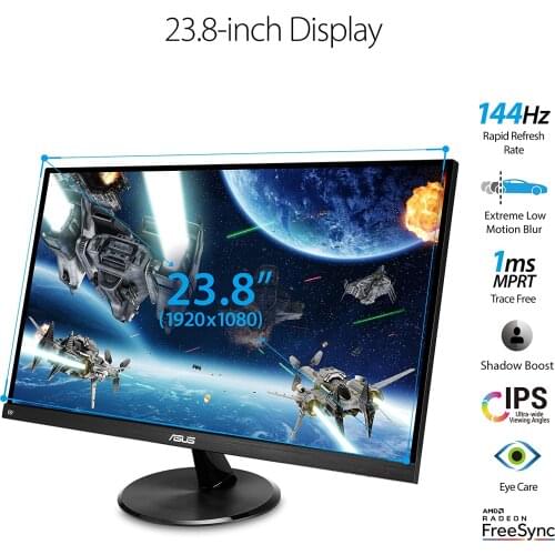 Asus VP249QGR 23.8 "game Monitor 144Hz Full HD (1920x1080) IPS 1ms FreeSync extreme low motion blur eye care HDMI motherboard
