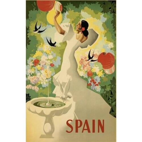 Spani Spain Sparrows Madrid Lady Flamenco Dance Vintage Silk Poster Wall Sticker Decoration Gift