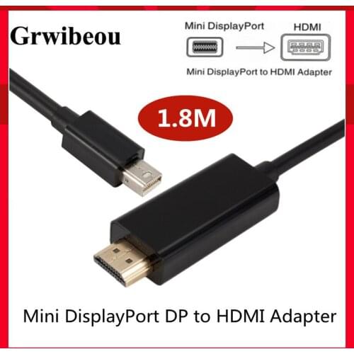 GRWIBEOU 6FT 1.8M Thunderbolt Mini DisplayPort Display Port DP to HDMI Adapter Cable For Apple Macbook Pro Air Mini DP to HDMI