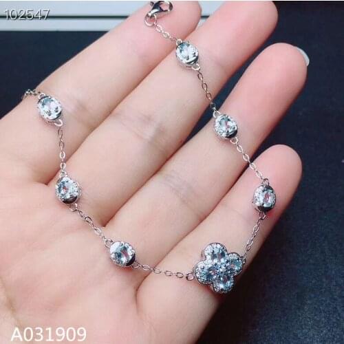 KJJEAXCMY boutique jewelry 925 sterling silver inlaid Natural Aquamarine fine female Bracelet support detection luxurious