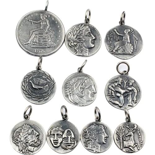 BOCAI New 100% Solid S925 Silver ancient coin Pendant handmade ancient Rome Egypt Greece Silver Currency Man and Woman Pendants