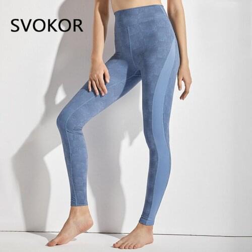 SVOKOR Fitness Leggings Women Patchwork High Elasticity Pant Push Up Leggins Mujer High Waist Printed Gym Clothing Athletic