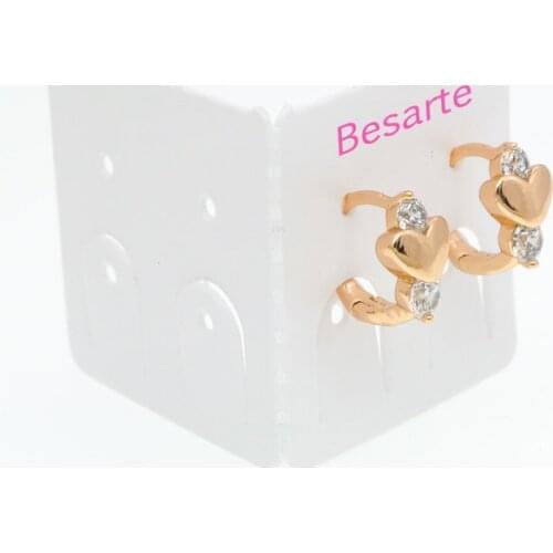 10mm Cute Baby Jewelry Kids Small Hoop Earrings Gold Heart Earings Crystal Gift New Born Babe Bijoux Bebe Orecchini Oorbel E0701