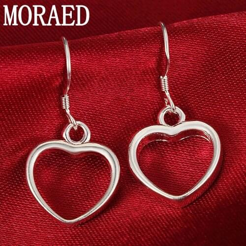 Fashion 925 Silver Earrings Simple Elegant Love Heart Drop Earrings For Women Wedding Party Jewelry