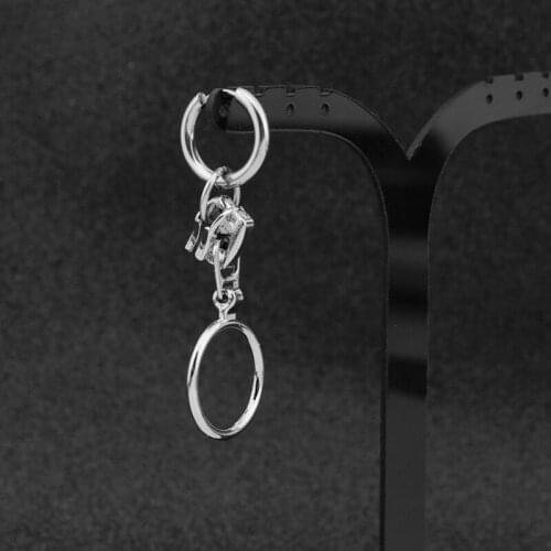 SOHOT Unisex Vintage Hoop Earrings Metal Stainless Steel Man Round Zipper Wholesale Jewelry Punk HipHop Party Chic Birthday Gift