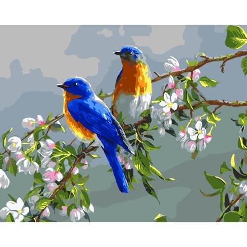 Scenic Flowers And Birds Animal DIY Digital Painting By Numbers Modern Wall Art Canvas Painting Unique Gift Home Decor 40x50cm