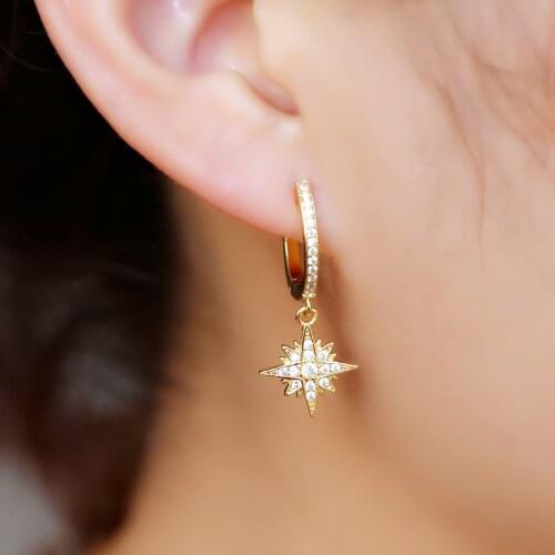 2021 New Fashion Korean Style Fresh And Simple Temperament CZ Star North Star Charm Earrings Female Jewelry Women Gift Wholesale