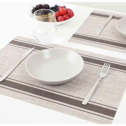 New striped placemat PVC Western placemat Simple environmental protection non-slip bowl mat Heat insulation pad table mat