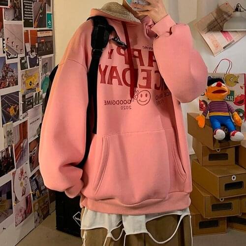 Lambswool Autumn Winter Hoodies Sweatshirt Women Letter Loose Long Sleeve Casual Pullover Thick Warm Hoodie Jacket Oversized Top