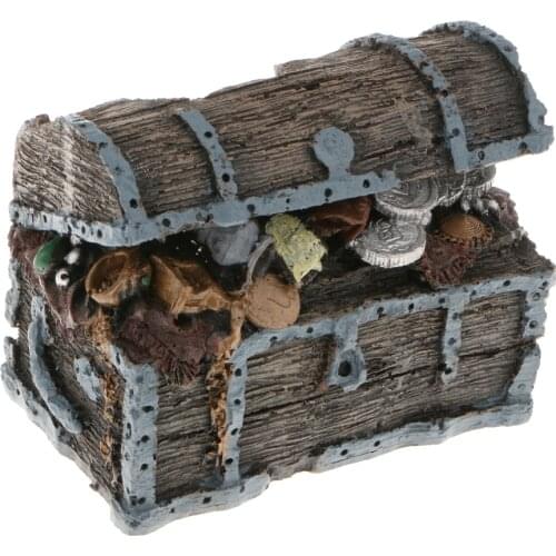 Resin Treasure Chest Ornament For Aquarium Fish Tank Aquascaping Decoration