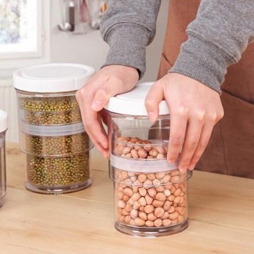 PP Storage Container Sealed Can Telescopic Jar Coffee Beans Non Slip Moisture-proof Easy Clean Fresh Preservation Vacuum