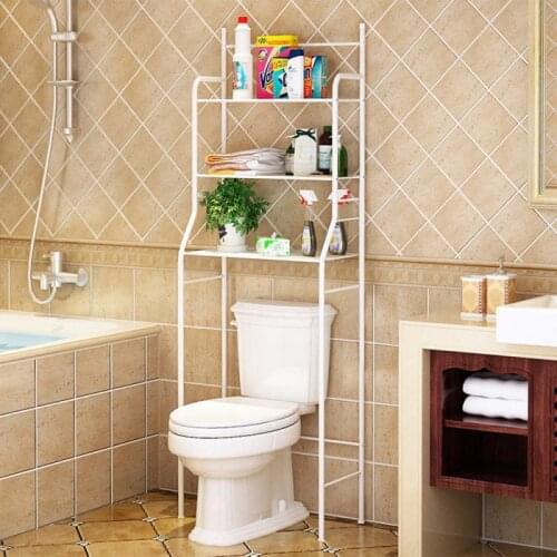 Toilet Shelf Floor Type Storage Shampoo Towel Accessory Rack Bathroom Washing Machine Shelf Organizer Floor Standing HWC