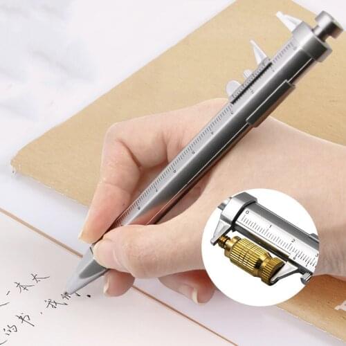 Push Ballpoint Pen Multifunction 0.5mm Gel Ink Pen Plastic Vernier Caliper Roller Ball Pen Scale Ruler Office Writing Stationery