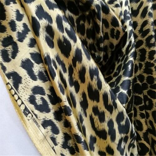 Encryption Light Noodles Golden Bottom Cloth Fabric Elastic Satin Leopard Print Cloth Fabric For Sewing Latin Dance Dress