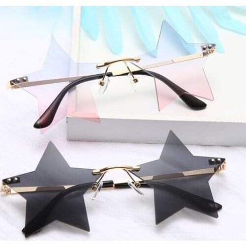 Individual Design Five-pointed Star Sunglasses For Women Rimless Big Star Shape Shades Funny Steampunk Sun Glasses Female UV400
