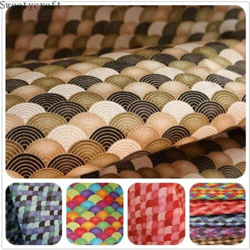 110x45cm Thick cotton Linen fabric by Yard Fish scales print Bronzed Cloth DIY Handmade Sewing Patchwork Material Accessories