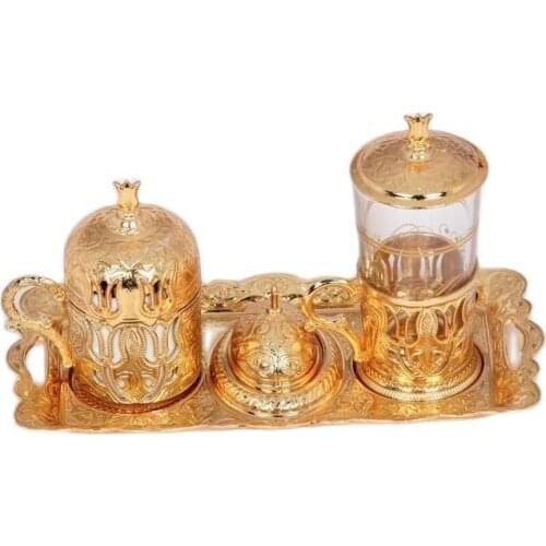 Turkish coffee Tek personality Tray Espresso Cups Turkish Ottoman Coffee Set Gold Looking Finish and Ceramic Coffee Set