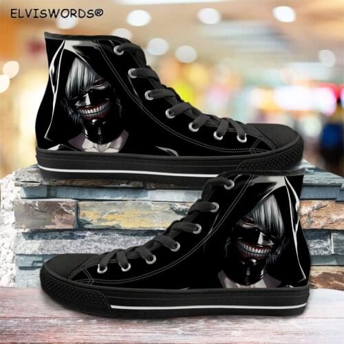 ELVISWORDS Tokyo Ghoul Print Comfortable Vulcanized Shoes for Men Classic Males Sneakers Breathable Man High Top Walking Shoes