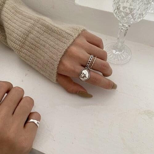 Vintage Fashion Simple Love Finger Ring for Women Girls Party Jewelry Korean Fashion Geometric Round Opening Adjustable Ring