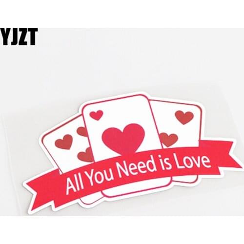 YJZT 14CM*7.5CM Fashion ALL YOU NEED IS LOVE Poker PVC Decal Car Sticker 13-0614