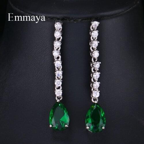 Emmaya Brand Fashion Luxury Charm AAA Cubic Zircon Green Water Earrings For Women Wedding Birthday Jewelry Party Gift