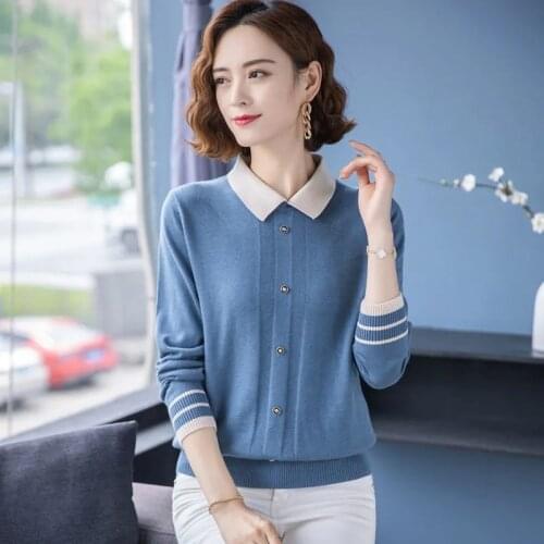 Long sleeve Polo Collar Knitted Top Women Fashion Casula Plus size 4XL Loose knitwear Korean Style Buttons Basic Sweater