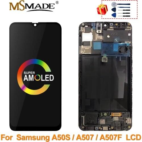 6.4" SUPER AMOLED For Samsung Galaxy A50S 2019 Display A507F/DS A507F A507FD A507A LCD Display Touch Screen Replacement Parts