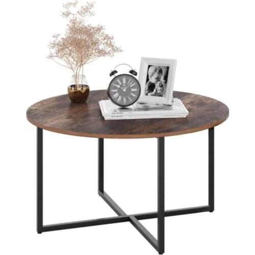 Coffee Table Industrial Side Table Metal Frame Small Desk Living Room Furniture Kitchen Retro Style Round Coffee Table NEW HWC
