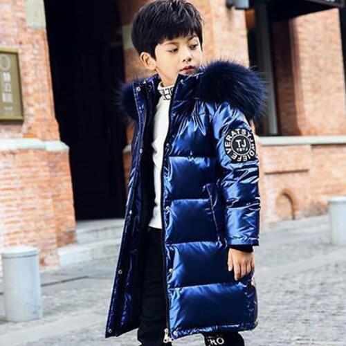 2021 Girl Boy Winter Coat Hooded Waterproof Shiny Down Jacket For Girl 3-14 Years Kids Teenage Parka Outewear Doudoune Enfant