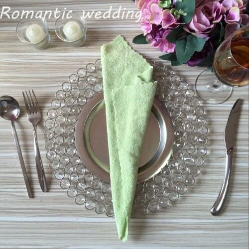 10pcs/lot free-shipment Hotsale Gold/Silver Crystal Metal Charger Plates with 3 Layers Beaded for Wedding Table Home decoration