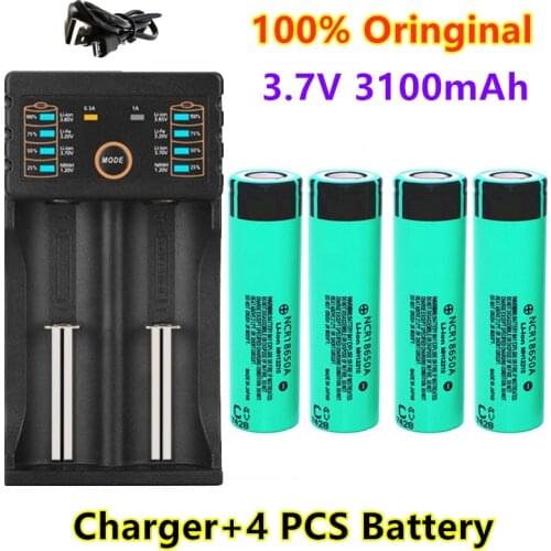 100% Original NCR18650A 3100mAh 3.7V 18650 Rechargeable Lithium li-ion Battery For Flashlight Laptop Batteries + charger