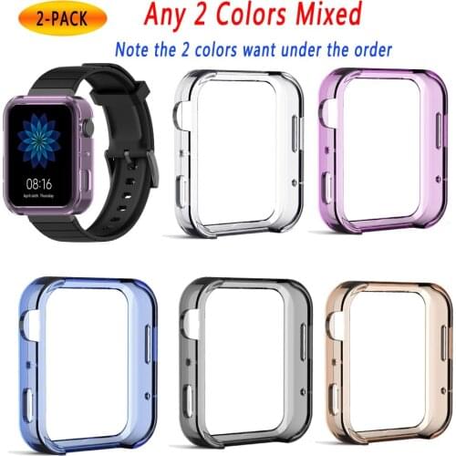 2-PACK Full Coverage Soft Colorful TPU Case for Xiaomi Smart Watch 2019 Clear Ultra-thin Shell Frame Protective Film