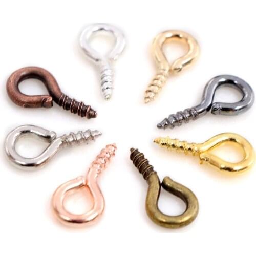 200pcs/Lot Small Tiny Mini Eye Pins Eyepins Hooks Eyelets Screw Threaded 8 Colors Clasps Hooks DIY Jewelry Making Accessories