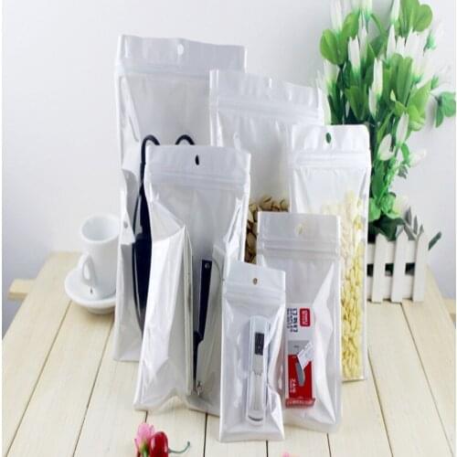 21*26cm White / Clear Self Seal Zipper Plastic Packaging Pack OPP Poly Bag, Ziplock Zip Lock Bag Package W/ Hang Hole For Party