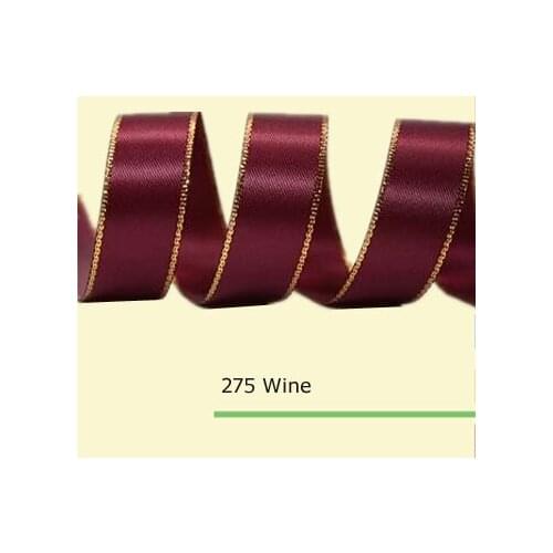 3/8" inch(9mm) golden metallic edge satin ribbons 35 colors in stock