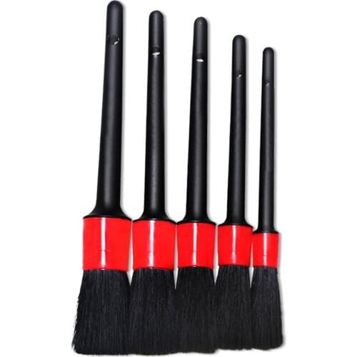 5Pcs Natural Boar Hair Detail Brush Car Cleaning Detailing Dirt For Car Automotive Dust Cleaning Clean Brush Set Detailing T1N0