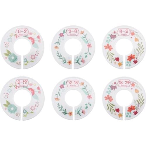 6pcs Baby Clothes Size Dividers Round Plastic Clothing Hanger Separation Circle Size Buckles for Wardrobe Shopping Mall