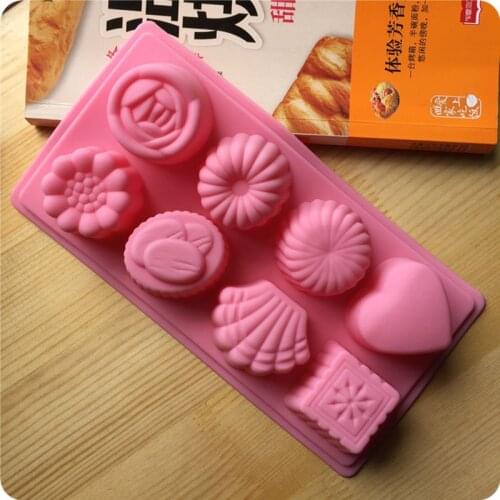 8 Even Baking Accessories Mooncake Cake Pudding Mold Cake Decoration Tool Food Grade Silicone Fondant Cake Mold