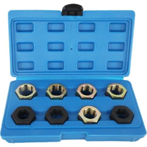 8pcs Axle Spindle Rethreading Tool Set Thread Repair M20,22,24 13/16 3/4 x20UNEF