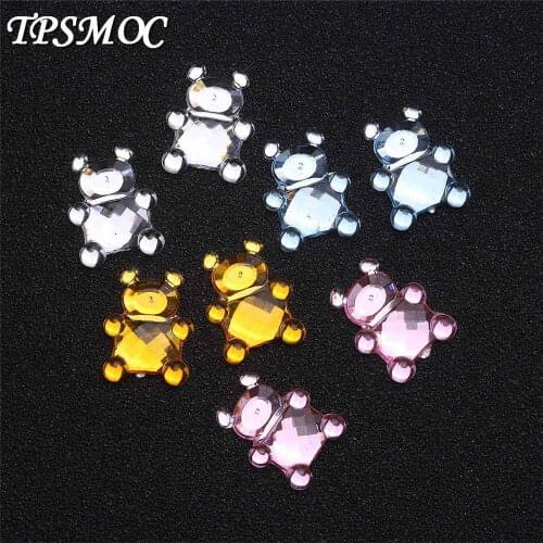 TPSMOC 1000pcs/lot Acrylic Teddy bear Crystal Rhinestones Baby Shower Favor Table Scatter Confetti Boys & Girls Decoration