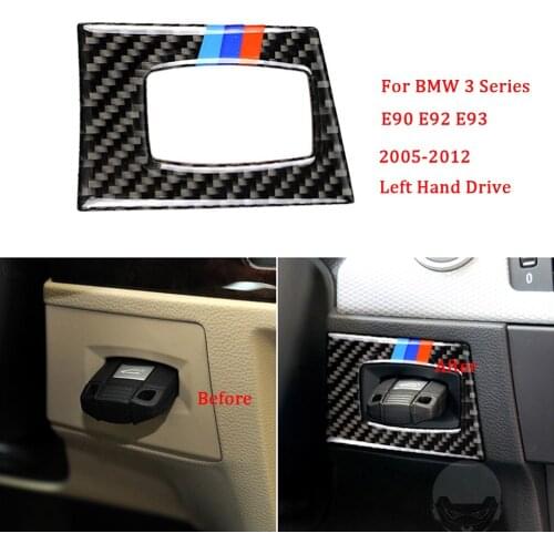 Carbon Fiber Car Ignition Switch Key Hole Cover Interior Trim Stricker For BMW E90 E92 E93 3 Series 2005-13 Car Accessories Part