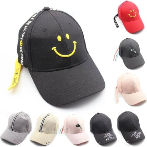 Men Women Snapback Baseball Cap Smile Face Stripe Cross Casquette Dad Hat Boy Kpop Hip Hop trucker Caps Casual Streetwear Hats