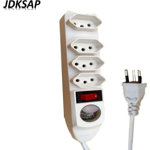 Brazil Plug Power Strip W/ Switch 10A 250V 2500W 4 Outlets 2.5M Extension Socket Cord Cable Surge Protector