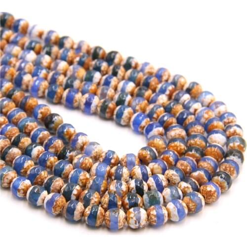 15.5" Faceted Dzi Agat Bead Drilled Natural Colorful Agat Wholesale 6 mm 8 mm 10 mm Loose Beads For DIY Making Jewelry Accessory