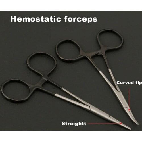 Black handle hemostats hospital stainless steel straight elbow 12.5cm fine surgical instrument hemostat