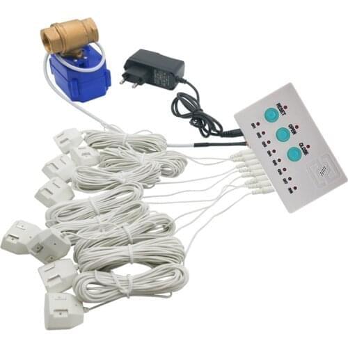 Water Leakage Detector WLZ 808 for Flood Overflow Protection Water Sensor Alarm System with 8pcs Water Cable and 1pc DN15 Valve